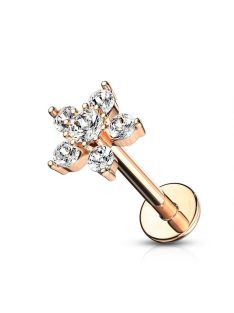 Fül piercing kőberakással rose gold színben