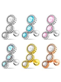 Helix piercing 3 db különböző méretű fehér kővel