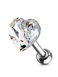 Barbell piercing kristály szívvel