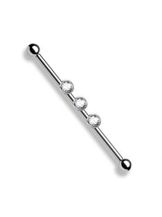 Industrial piercing három csillogó kővel