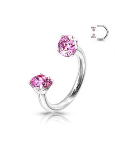 Patkó piercing rózsaszín kristállyal