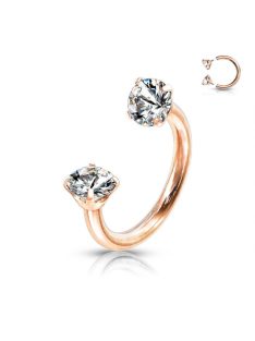 Patkó piercing rose gold színben, kristállyal