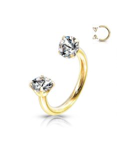 Patkó piercing arany színben, kristállyal