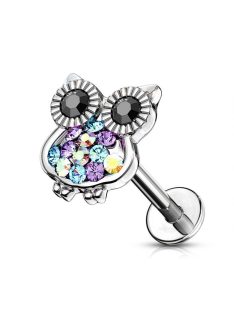 Piercing kristályos bagoly motívummal