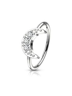 Karika piercing kristályokkal kirakott holddal