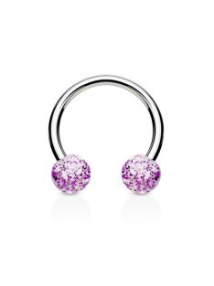 Patkó piercing csillámos lila akril golyókkal