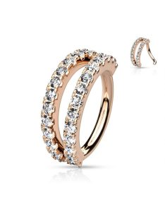 Karika dupla soros kristállyal rose arany színnel