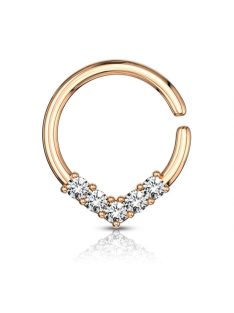 Karika  kristályokkal V formában rose arany színben