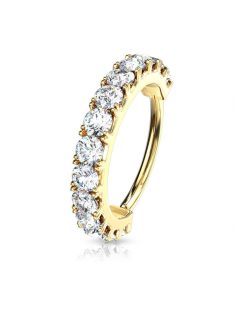 Karika piercing kőberakással arany színű