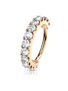 Karika piercing kőberakással rose arany színű