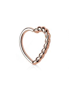   Fülpiercing szív alakban, sodort szárral rose arany színű