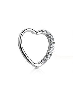   Szív piercing csillogó cirkónia kövekkel    "Bal fül"