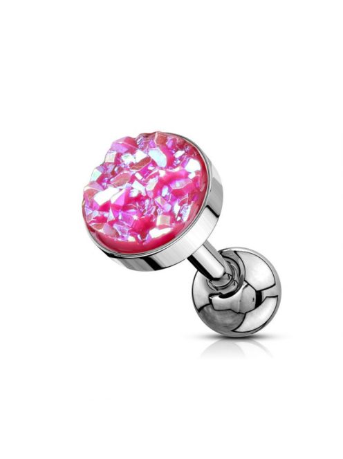 Piercing druzy kővel  rózsaszín
