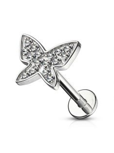 Piercing kristályos pillangóval