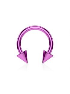 Patkó piercing tüskékkel  lila  10 mm