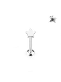 Fül piercing csillag dísszel ezüst színű orvosi fém