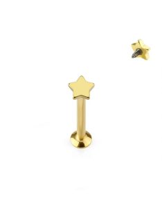 Fül piercing csillag dísszel arany színű orvosi fém