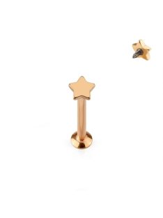   Fül piercing csillag dísszel rose arany színű orvosi fém