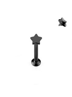 Fül piercing csillag dísszel fekete színű orvosi fém