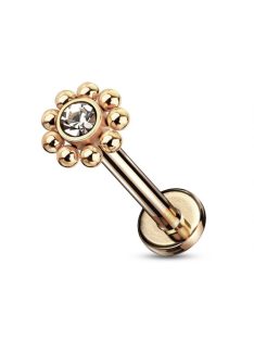   Elegáns, kristályos labret orvosi acélból rose arany színű