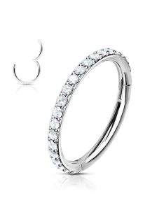 Karika orvosi acélból cirkónia kövekkel ezüst színű