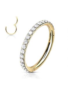 Karika orvosi acélból cirkónia kövekkel arany színű