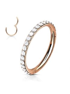   Karika orvosi acélból cirkónia kövekkel rozé arany színű