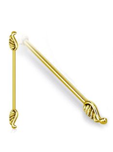 Industrial piercing angyalszárnyakkal arany színben