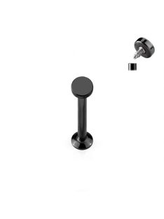 Labret piercing sima korong dísszel fekete színű