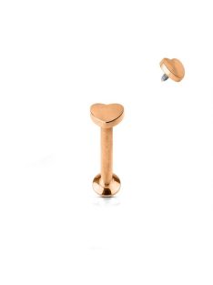 Labret piercing szív dísszel rose gold színű