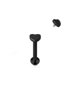 Labret piercing szív dísszel fekete színű