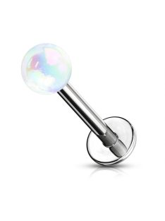 Labret piercing metálfényes fehér golyóval