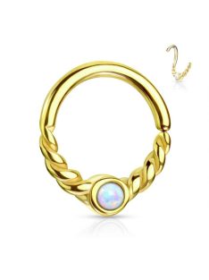 Félig csavart karika opál kővel arany színű