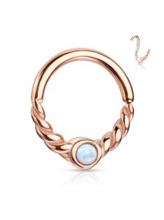 Félig csavart karika opál kővel rose gold színű
