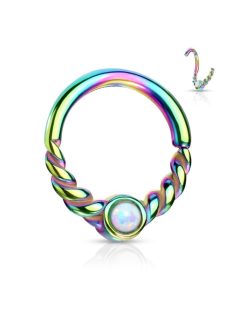 Félig csavart karika opál kővel színes