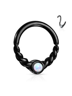 Félig csavart karika opál kővel fekete