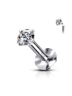 Labret csillogó kerek kővel ezüst színű