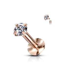 Labret csillogó kerek kővel rose arany színű