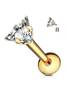 Labret cirkónia kővel. háromszög arany színű