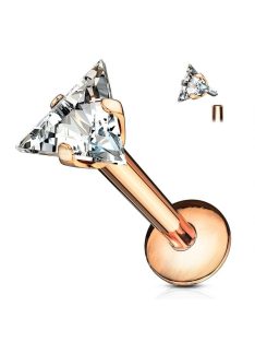 Labret cirkónia kővel. háromszög rose arany színű