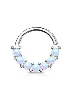 Karika opál kövekkel díszítve, ezüst színű 