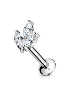 Labret  marquise kövekkel, ezüst színű
