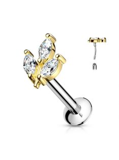 Labret  marquise kövekkel, arany színű