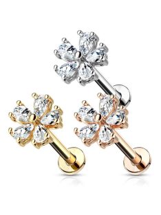 Labret kristályos virág dísszel