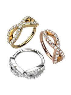 Karika piercing végtelen jellel és kristályokkal