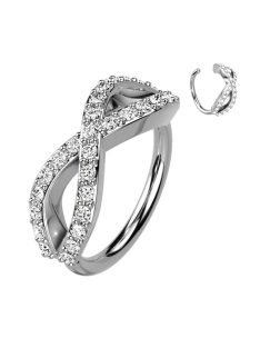 Karika piercing végtelen jellel és kristályokkal