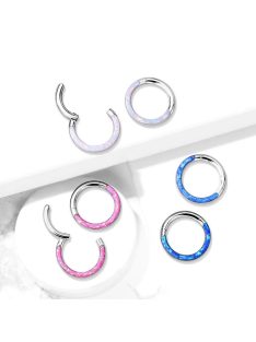 Kapcsos titán karika opálos dísszel