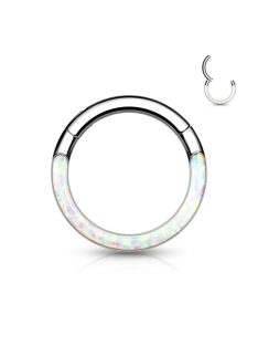 Kapcsos titán karika opálos dísszel