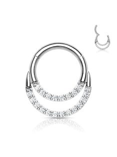 Daith piercing duplasoros kristályokkal