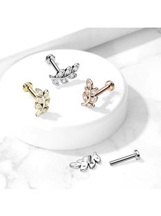 Labret piercing kristályos levéllel